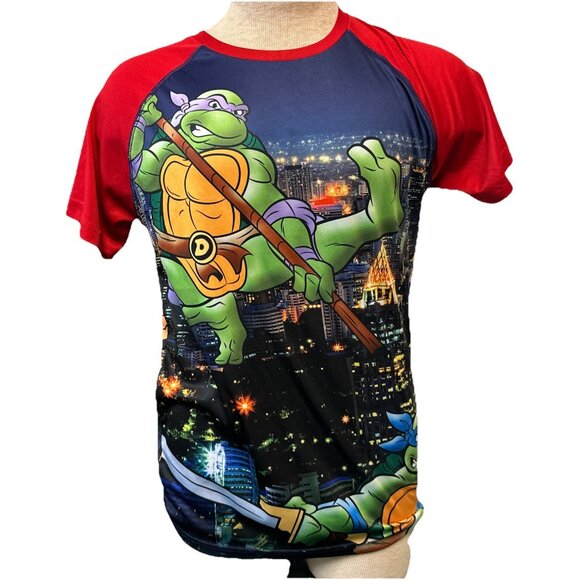 Teenage Mutant Ninja Turtles Nickelodeon Shirt All Over Print TMNT Polyester M - Picture 1 of 8